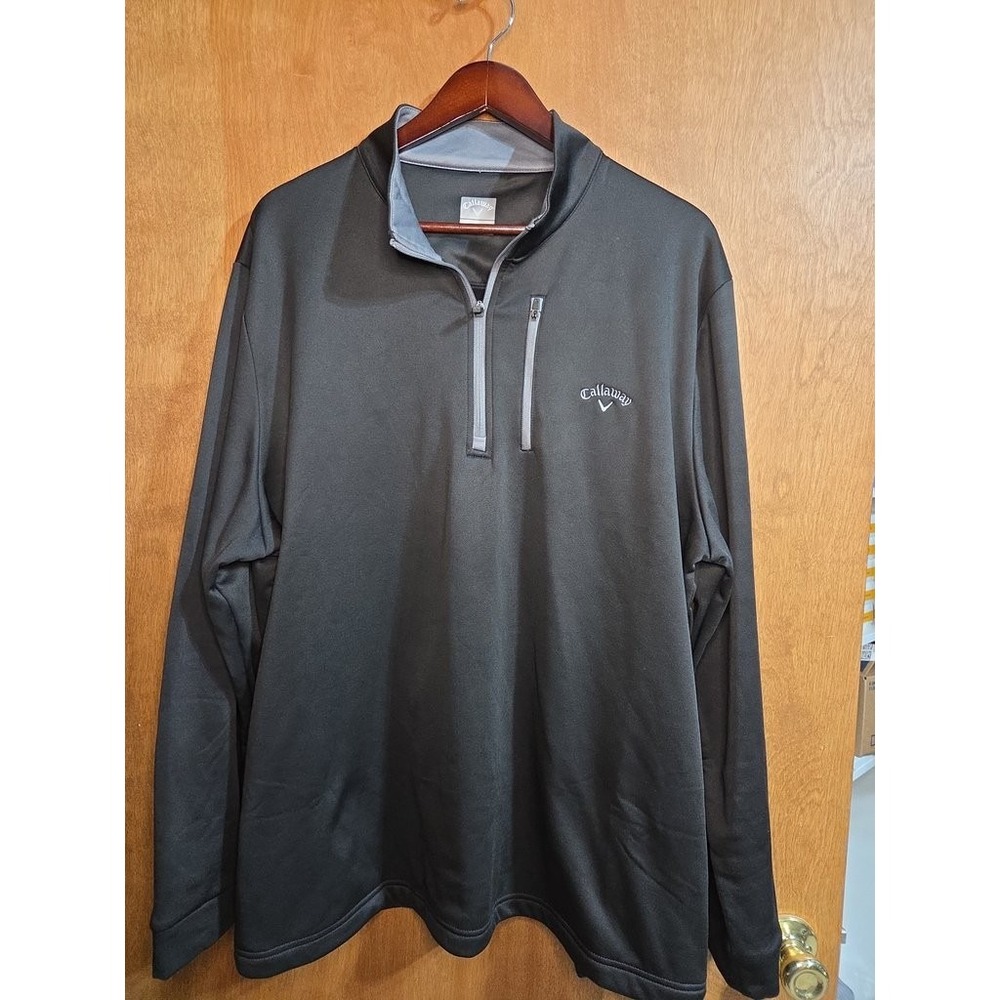 Callaway Mens XXL Black Polyester Quarter Zip Golf Pullover Performance Jacket